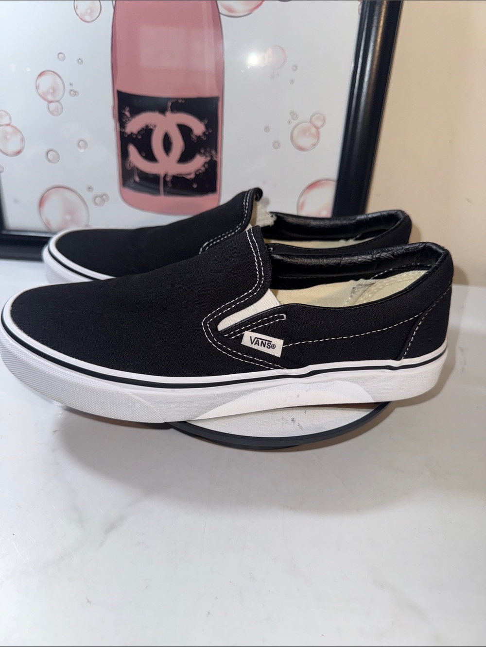 Vans Classic Unisex Black & White Slip-On Sneakers - Size 7 Men’s/ 8.5 Women’s